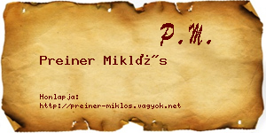 Preiner Miklós névjegykártya